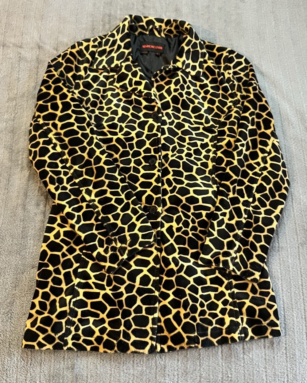Misdemeanor Giraffe Print Jacket Size S Velvet Animal Print Winter Coat